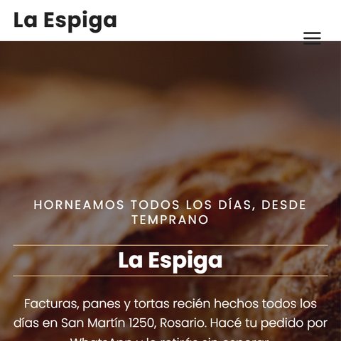 Web de ejemplo de una panadería en el celular