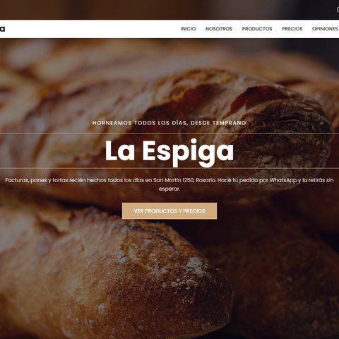 Página de ejemplo de una panadería